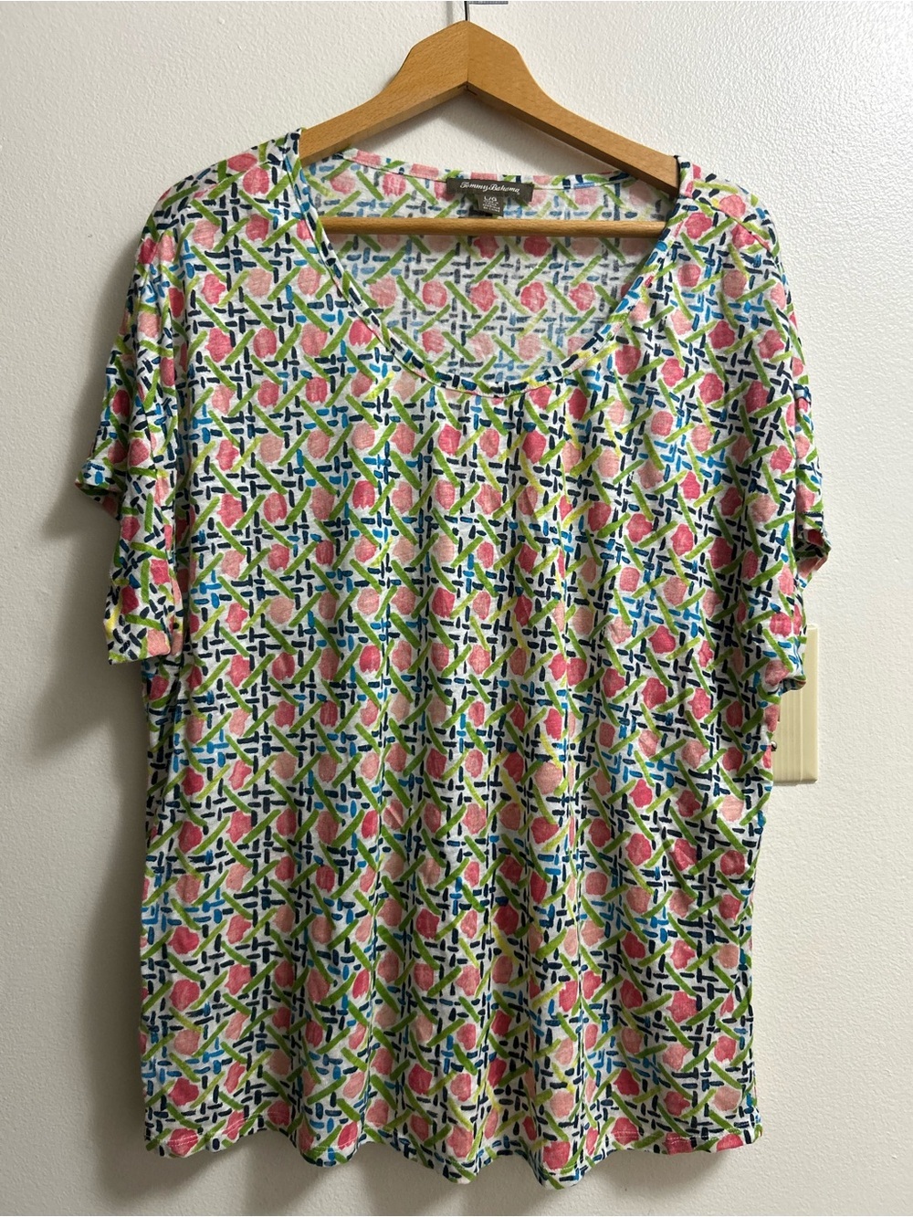 Tommy Bahama Multicolor Scoop Neck Short-Sleeve Top (size -L)